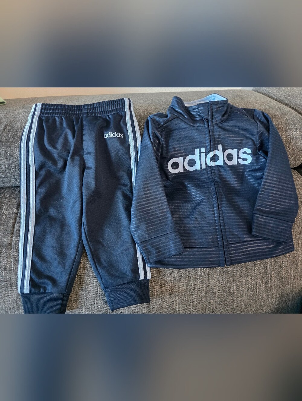 adidas Kids Black Track Pants - Classic Three-Stripe Design 9 Month Baby
